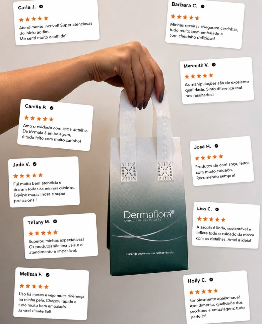 A confiança de quem escolhe a Dermaflora também faz parte da nossa história. Cada avaliação representa uma experiência e o compromisso em cada detalhe do atendimento.
